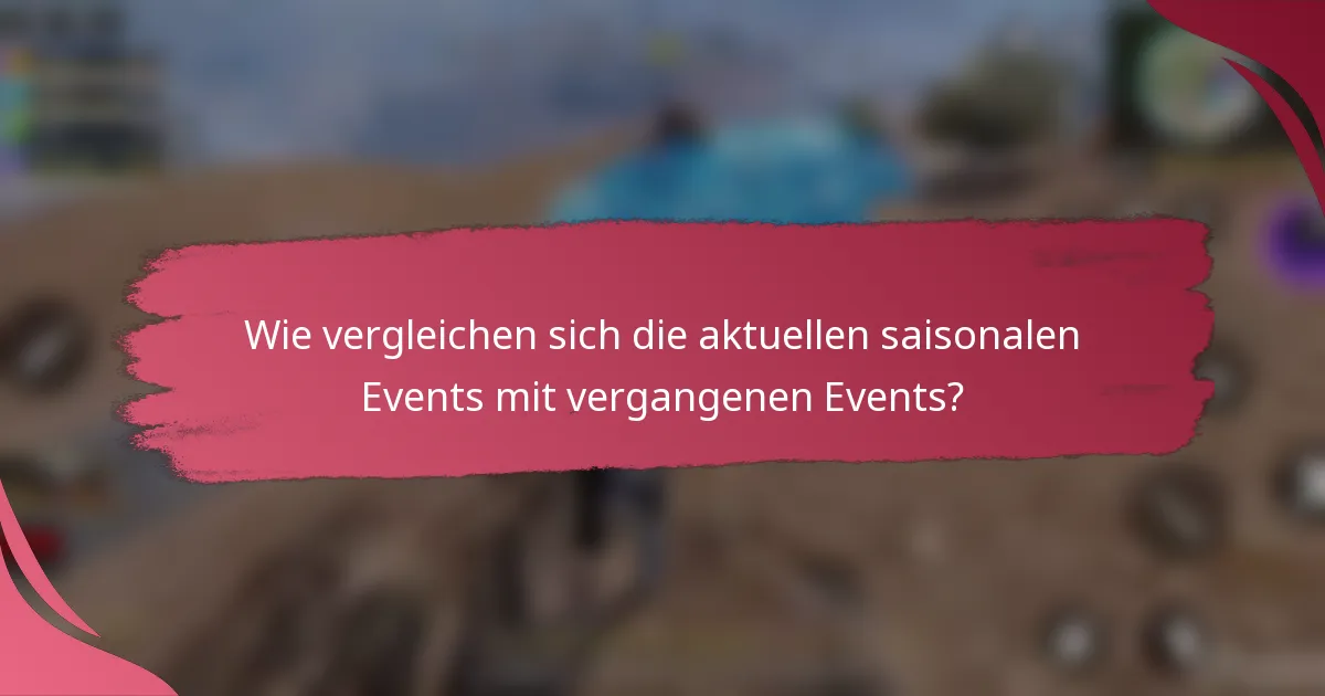 Wie vergleichen sich die aktuellen saisonalen Events mit vergangenen Events?